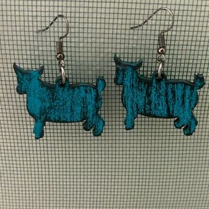 Rustic Blue Cow Earrings